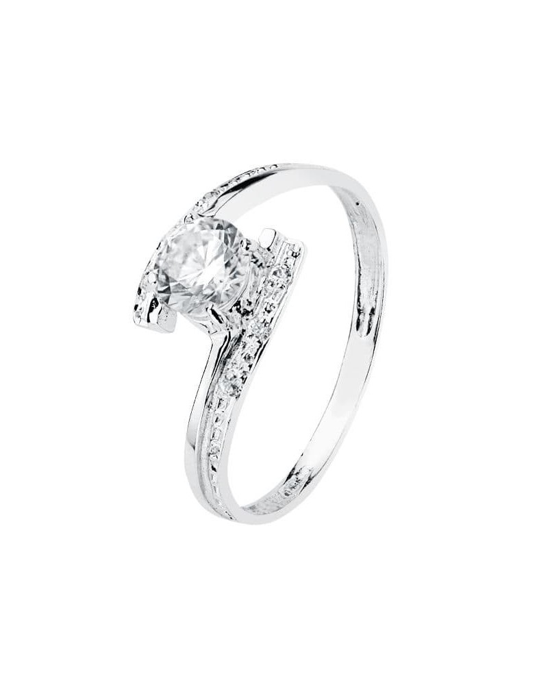 Anillo solitario oro 18k blanco circonita 5mm