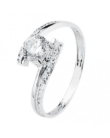 Anillo solitario oro 18k blanco circonita 5mm