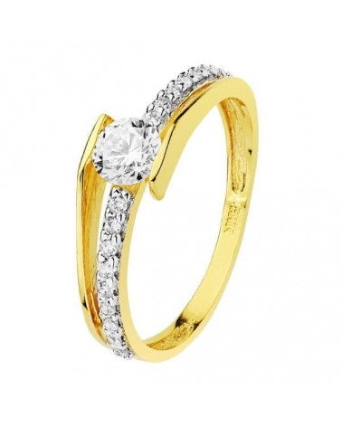 Solitario oro 18k bicolor circonita 6mm