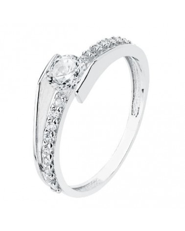 Anillo solitario oro blanco 18k circonita 6mm