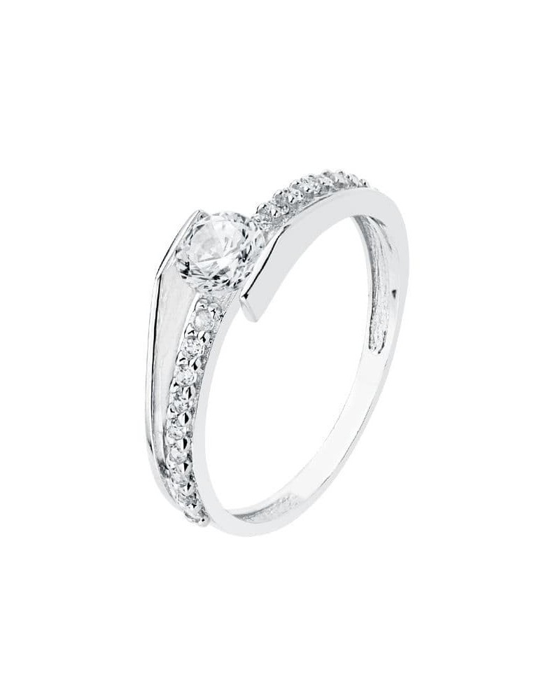 Anillo solitario oro blanco 18k circonita 6mm