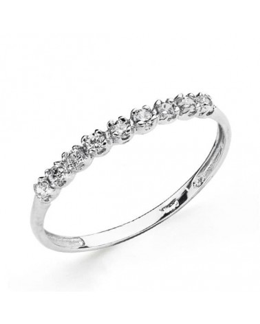 Sortija oro blanco 18k nueve circonitas