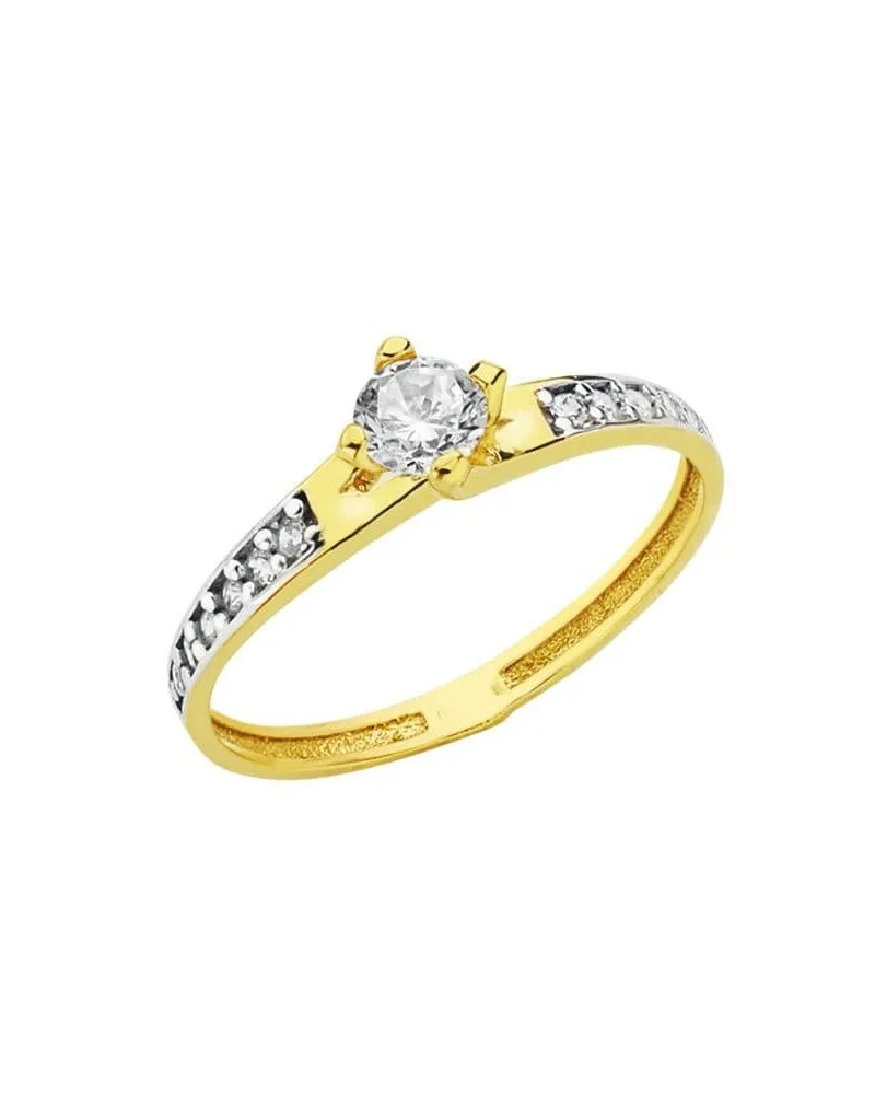 Anillo solitario oro 18k bicolor circonita