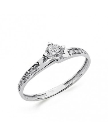 Anillo solitario oro blanco 18k circonita 4mm