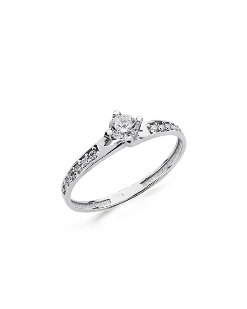 Anillo solitario oro blanco 18k circonita 4mm