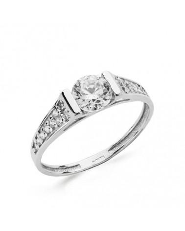 Solitario oro blanco 18k circonita 5 mm