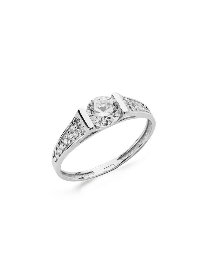 Solitario oro blanco 18k circonita 5 mm