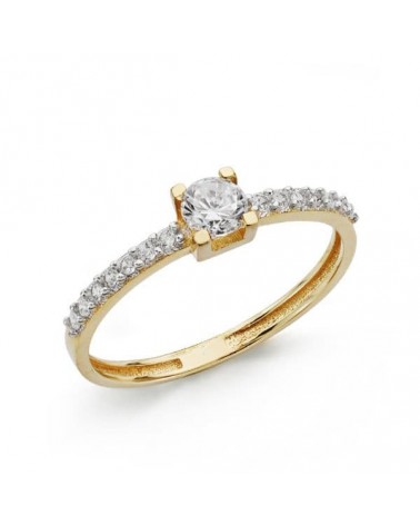 Anillo solitario oro 18k amarillo circonita 4mm