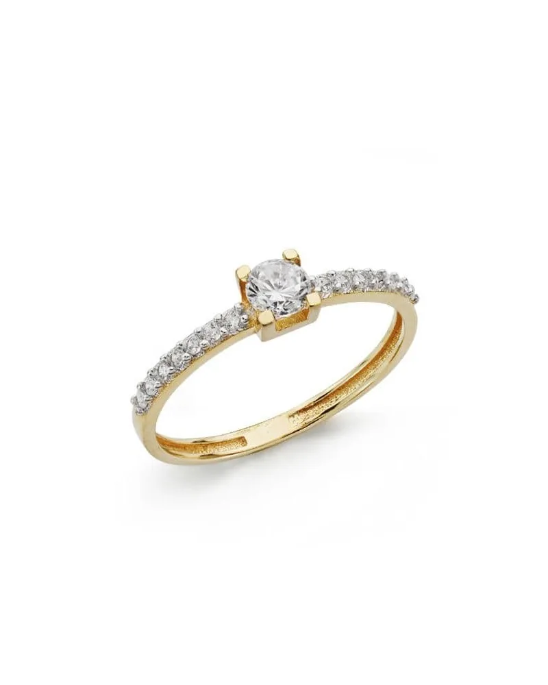 Anillo solitario oro 18k amarillo circonita 4mm
