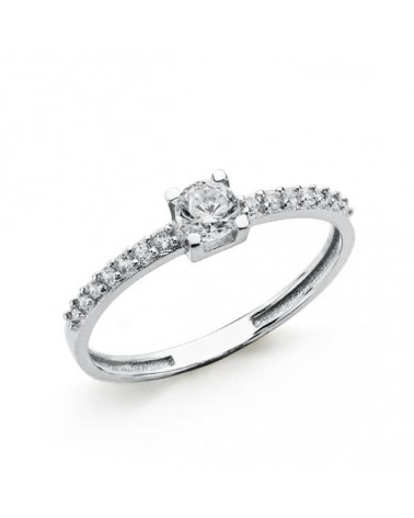 Anillo solitario oro blanco 18k circonita 4mm