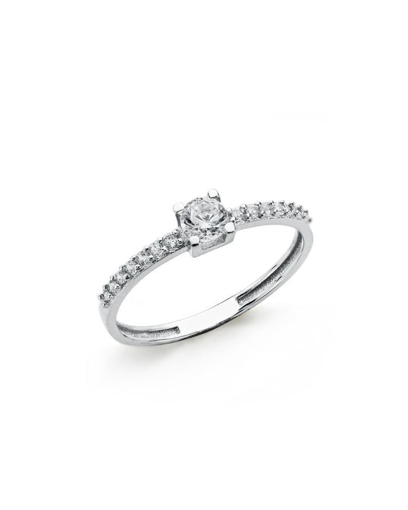 Anillo solitario oro blanco 18k circonita 4mm