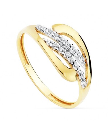 Sortija oro 18k bicolor circonitas 9mm