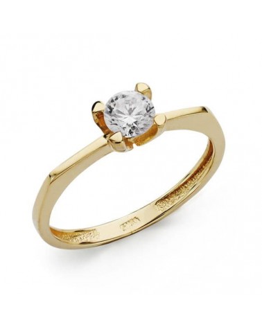 Anillo solitario oro 18k circonita 5 mm