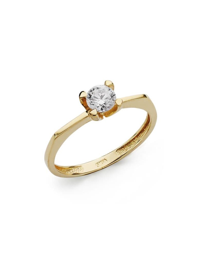 Anillo solitario oro 18k circonita 5 mm