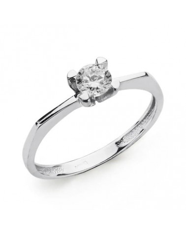 Solitario oro 18k blanco circonita 5mm