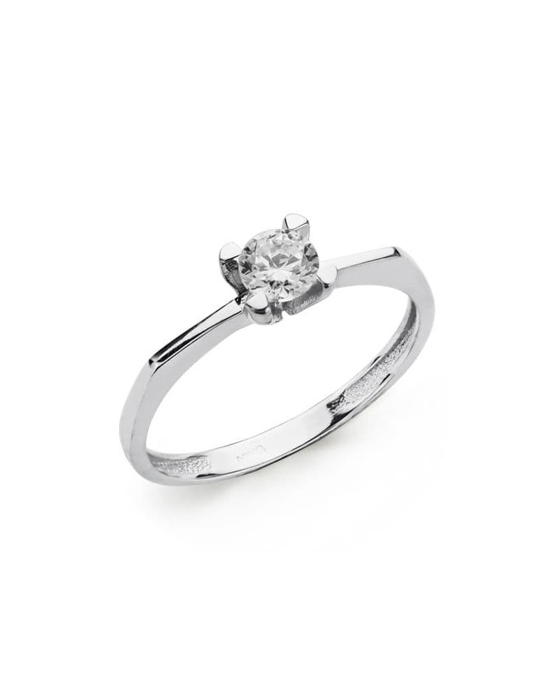 Solitario oro 18k blanco circonita 5mm