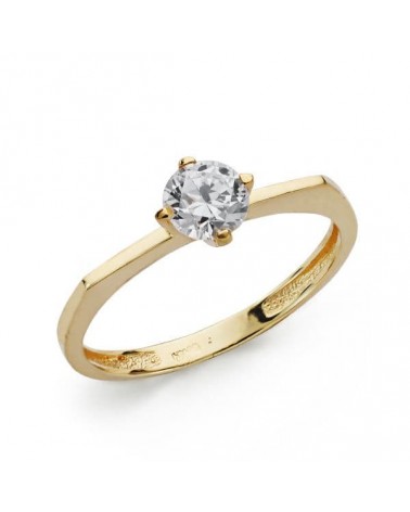 Anillo solitario oro 18k amarillo circonita 5mm