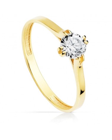 Solitario oro 18k amarillo circonita 5mm