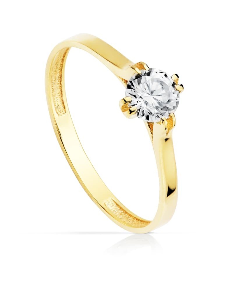 Solitario oro 18k amarillo circonita 5mm