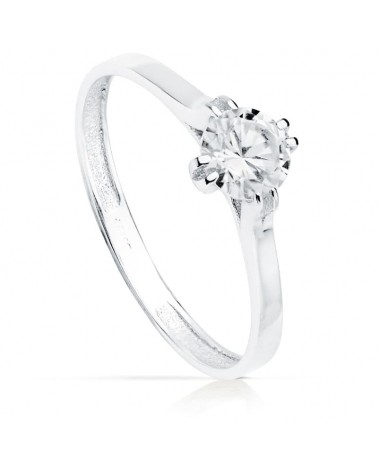 Solitario oro blanco 18k circonita 5mm