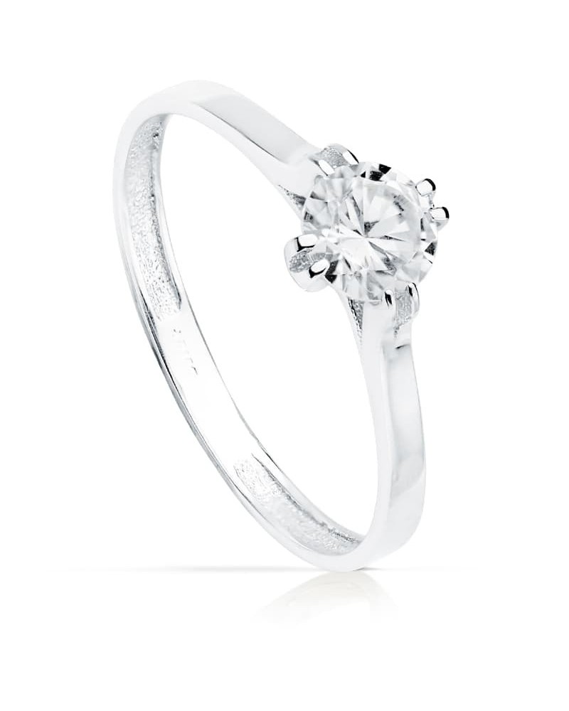 Solitario oro blanco 18k circonita 5mm