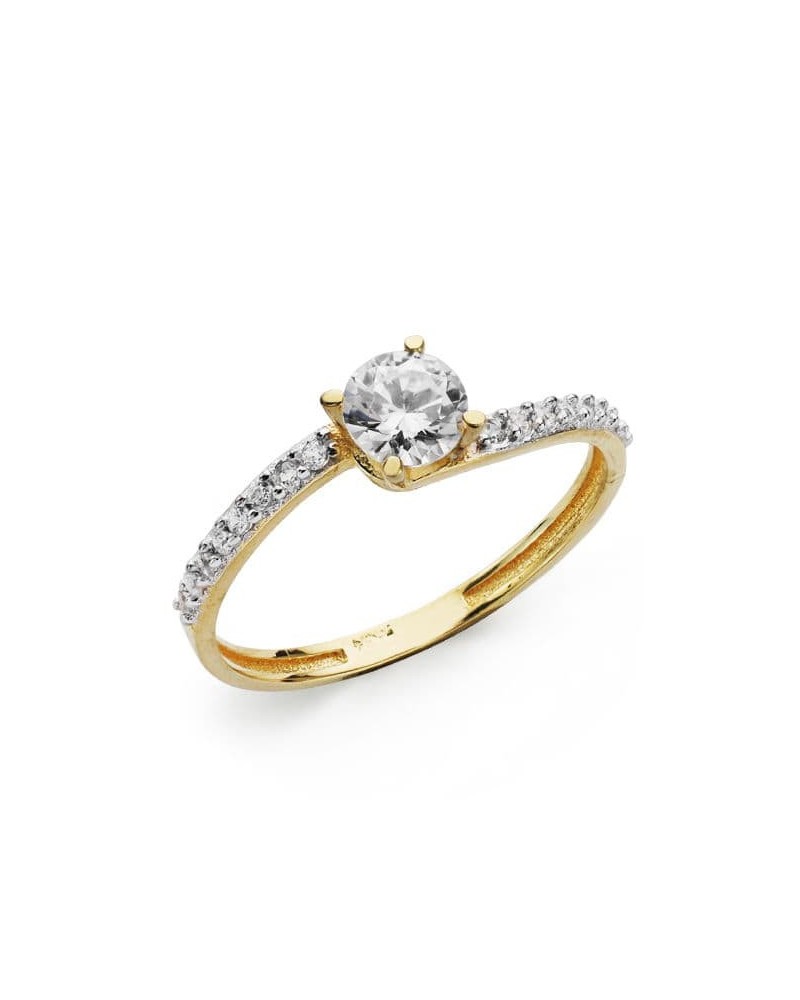 Solitario oro 18k bicolor circonita central