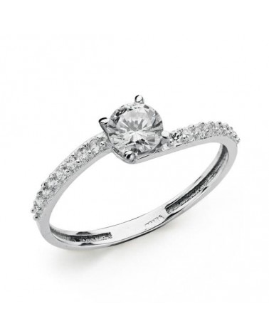 Solitario oro 18k blanco circonita 5mm