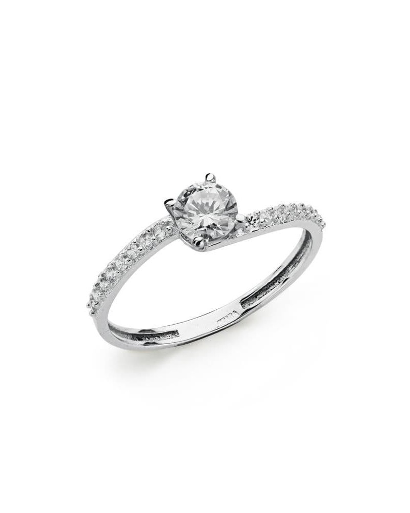 Solitario oro 18k blanco circonita 5mm
