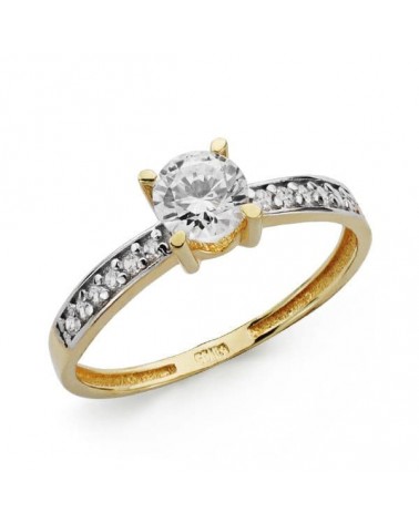 Anillo solitario oro 18k bicolor circonita 5mm