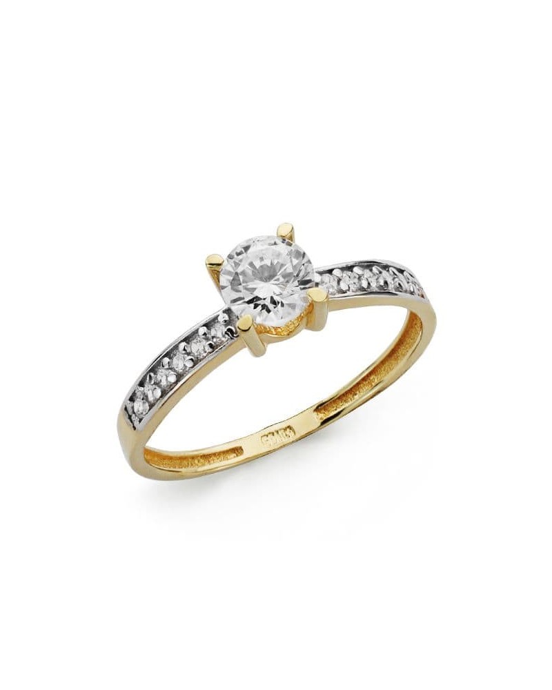 Anillo solitario oro 18k bicolor circonita 5mm