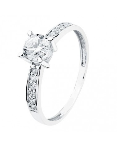Solitario oro 18k blanco circonita 5mm