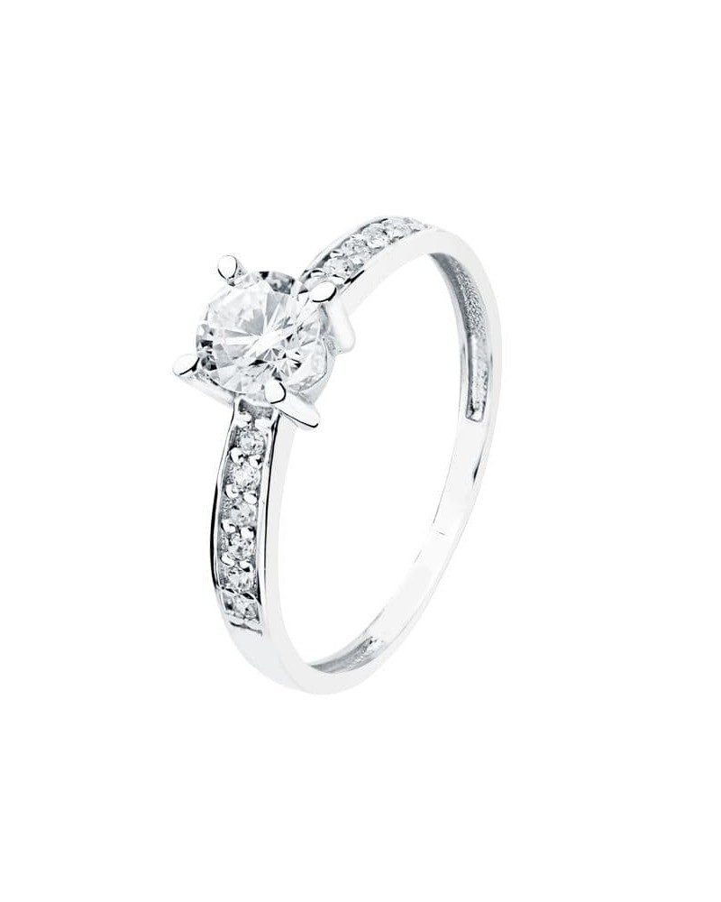 Solitario oro 18k blanco circonita 5mm