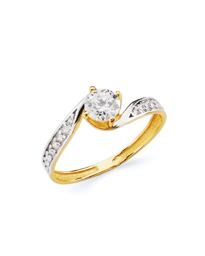 Anillo solitario oro 18k bicolor circonita 5mm