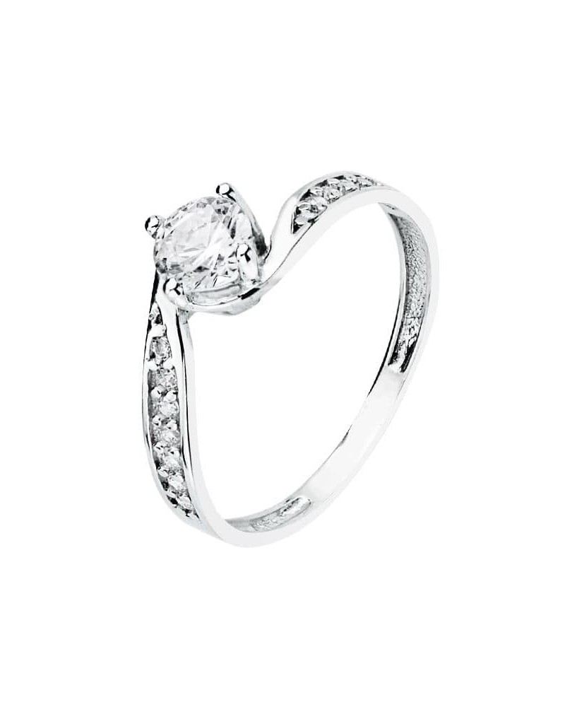 Solitario oro blanco 18k circonita 5mm