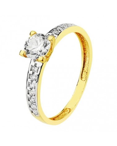 Solitario oro 18k bicolor circonita 5mm