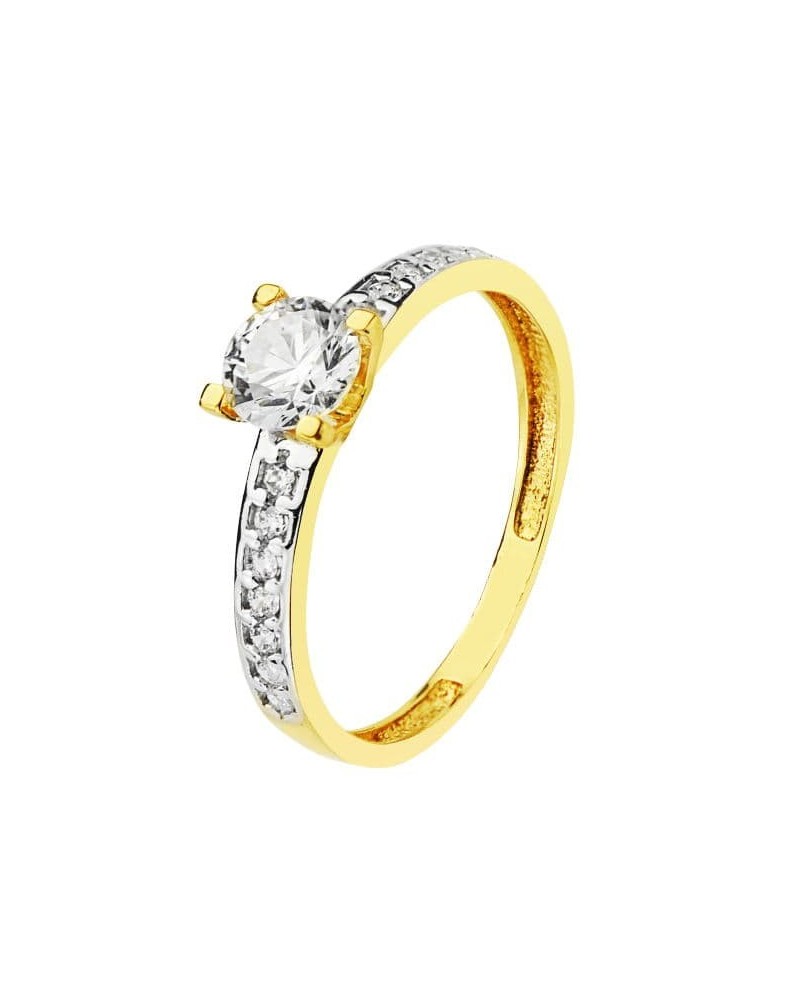 Solitario oro 18k bicolor circonita 5mm