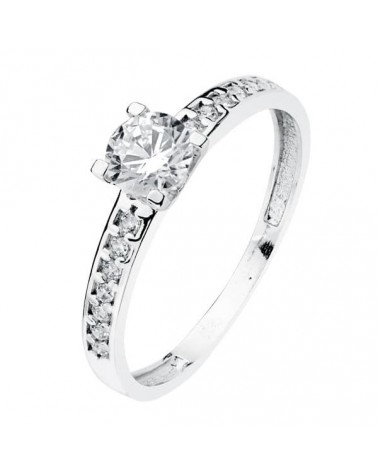 Solitario oro blanco 18k circonita 5mm