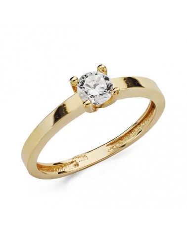 Anillo solitario oro 18k amarillo circonita 4,5 mm