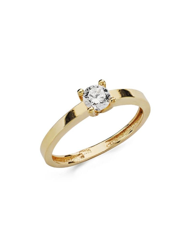 Anillo solitario oro 18k amarillo circonita 4,5 mm
