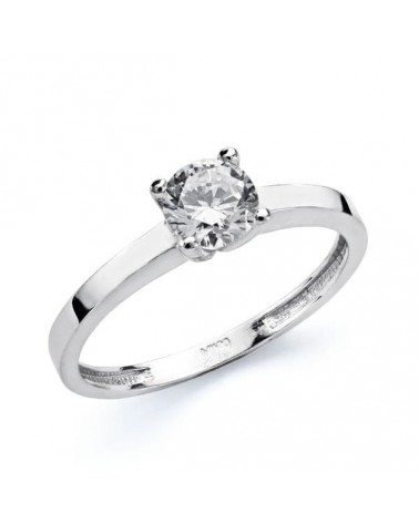 Anillo solitario oro 18k blanco circonita 5,5 mm