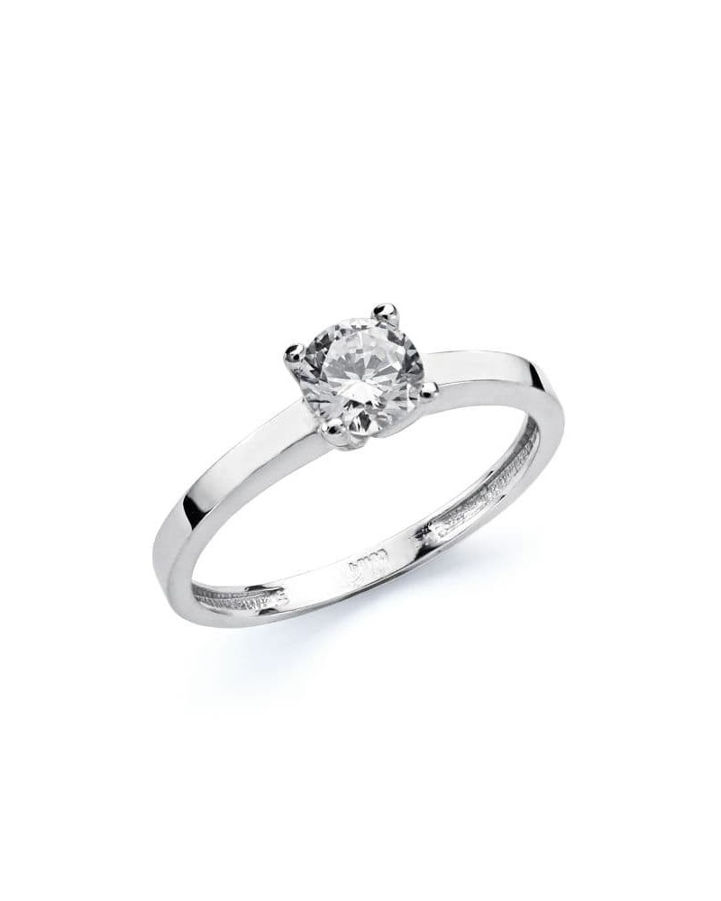 Anillo solitario oro 18k blanco circonita 5,5 mm