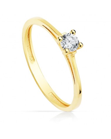 Solitario oro 18k amarillo circonita 3,5 mm