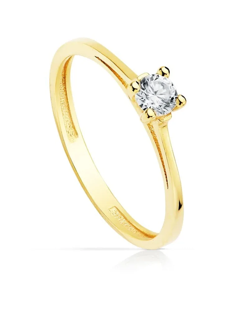 Solitario oro 18k amarillo circonita 3,5 mm