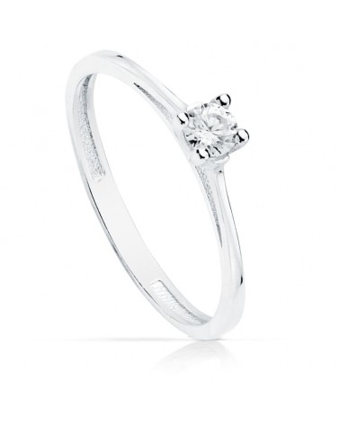 Anillo solitario oro blanco 18k circonita 3,5 mm