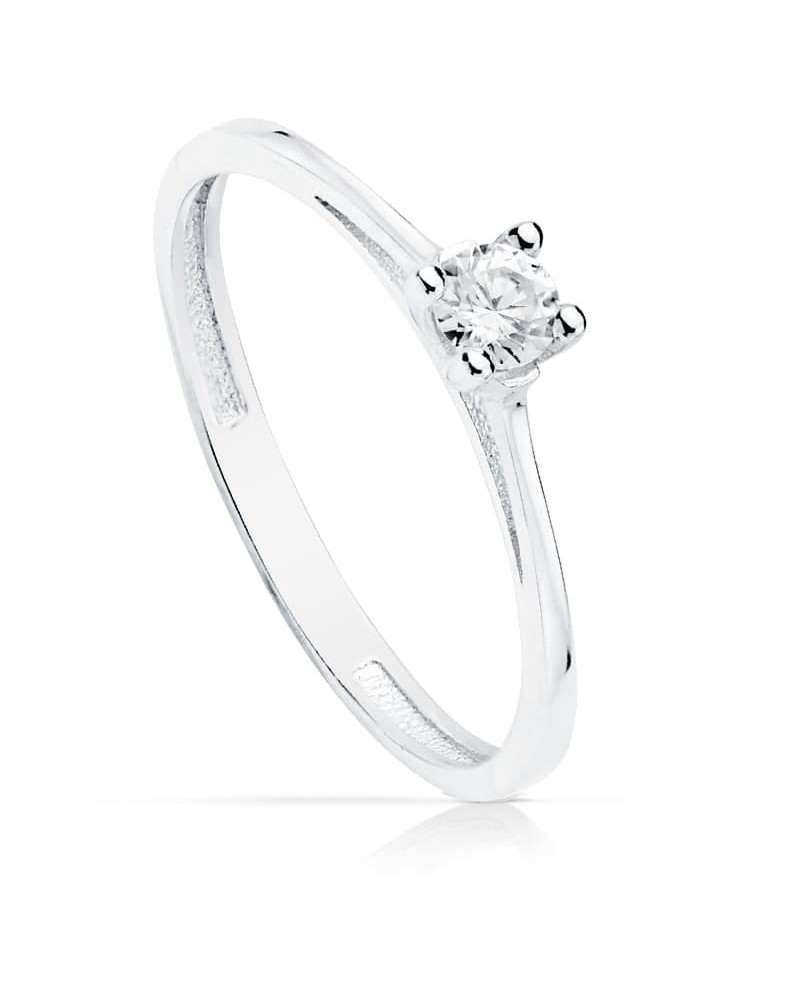 Anillo solitario oro blanco 18k circonita 3,5 mm