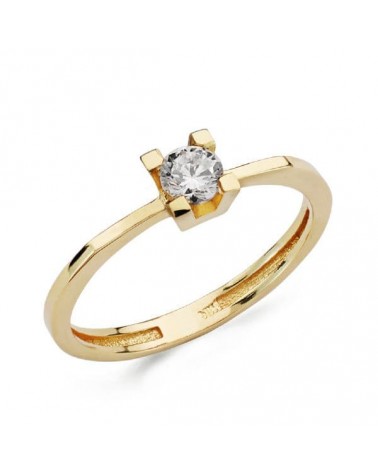 Anillo solitario oro 18k amarillo circonita 3,5 mm