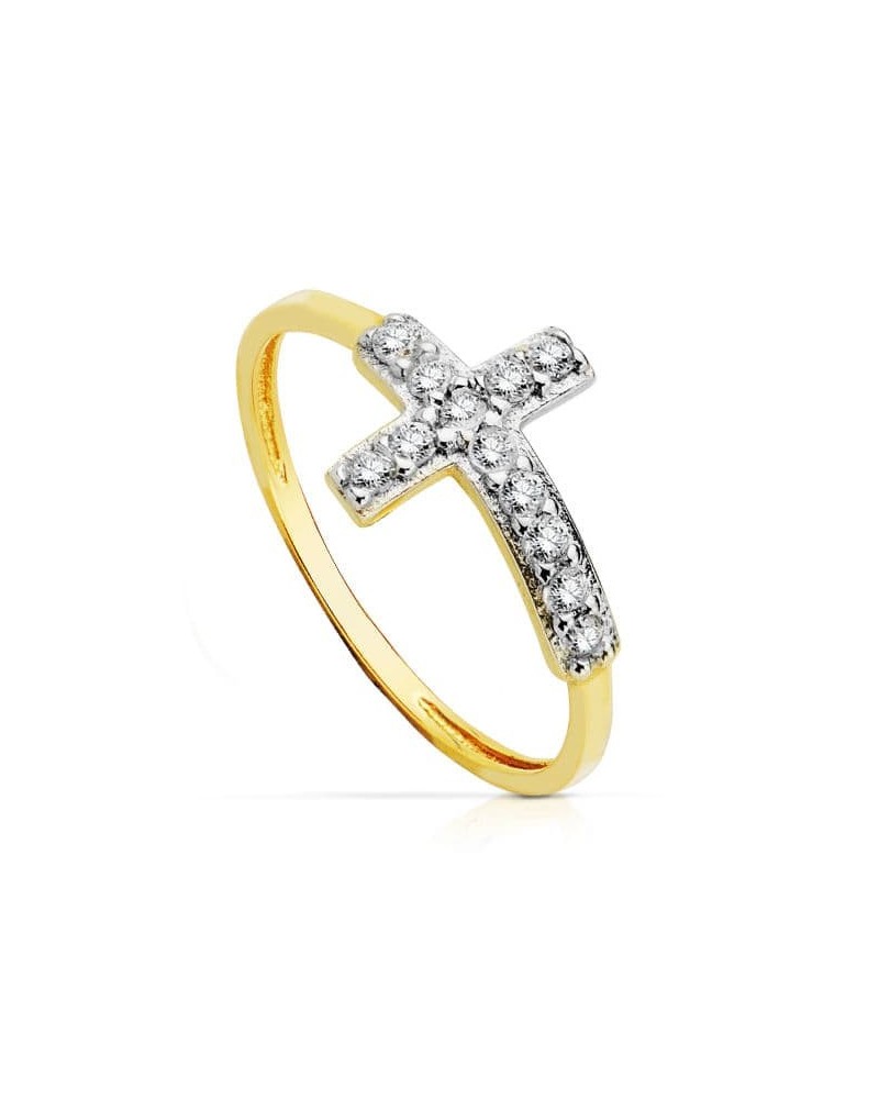 Sortija oro 18k bicolor cruz