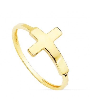 Anillo oro 18k cruz lisa 13x9mm