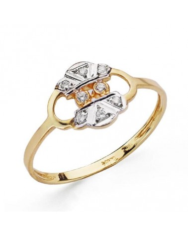 Sortija oro 18k bicolor circonitas 9mm