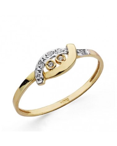 Sortija oro 18k bicolor circonitas motivo cruzado